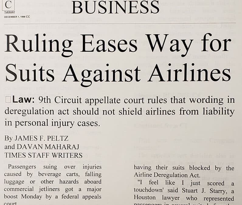 Ruling Eases Way for Suits Against Airlines | Reprinted from Los Angeles Times, December 1, 1998.